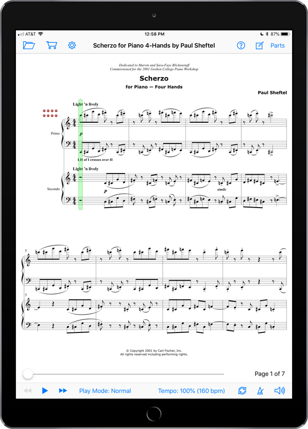 Scherzo for Piano Four Hands by Paul Sheftel  Super Score Sample