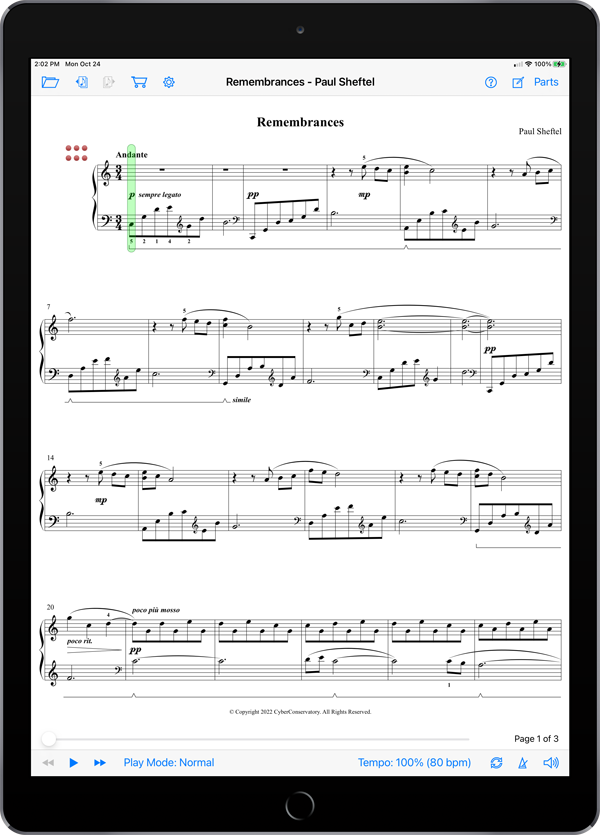 Remembrances by Paul Sheftel  Super Score Sample